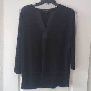 Banana Republic Black Drapey V-Neck Blouse (L)